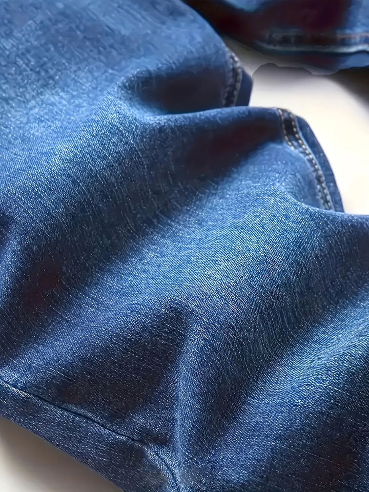 Herren Slim-Fit Zerrissene Jeans | Robuster Denim | Lässige Baumwollmischung mit Taschen
