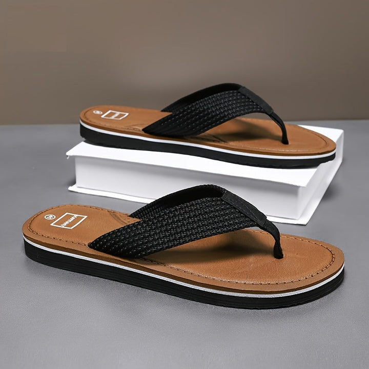 Herren Slipper | Geflochtenes Design mit Schnürsenkeln | Rutschfest & Komfortabel | EVA-Sohle für Draußen