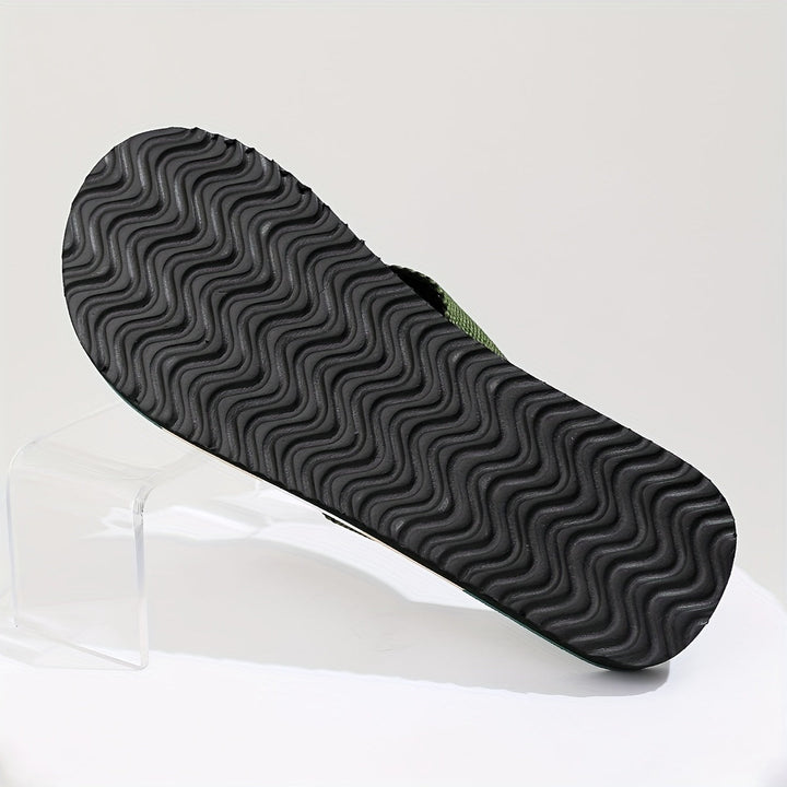 Herren Slipper | Offene Zehen & Atmungsaktiv | EVA Komfortsohle | Gestreiftes Textil