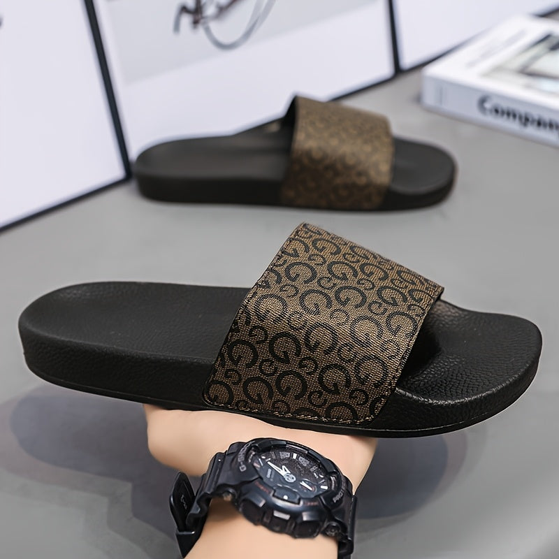 Herren Slipper | Rutschfeste & Abriebfeste EVA-Sohle | Offene Zehen Slip-On | Wolkenprint Freizeit Sandalen