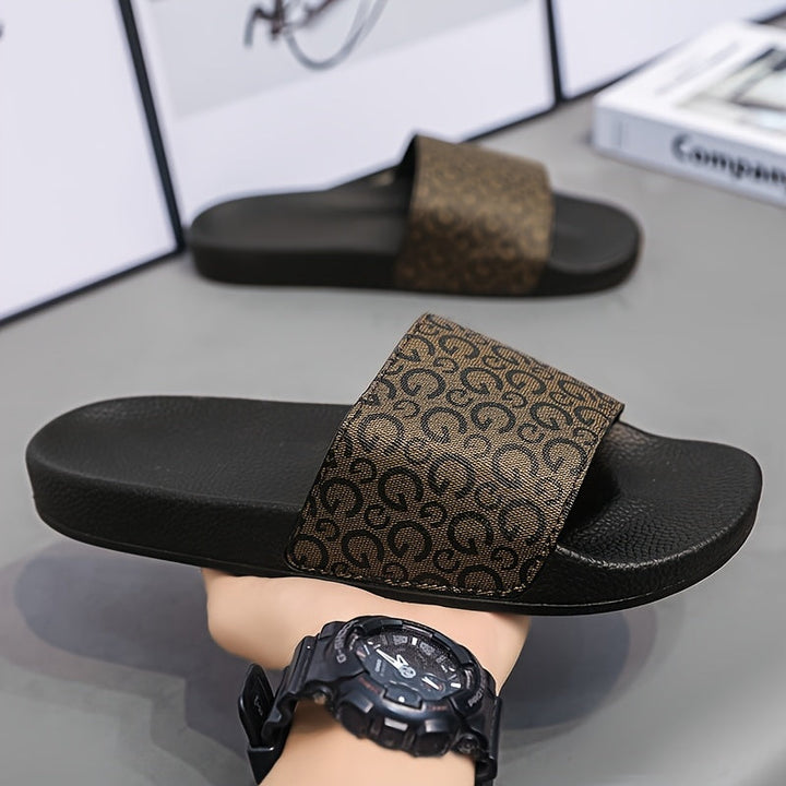 Herren Slipper | Rutschfeste & Abriebfeste EVA-Sohle | Offene Zehen Slip-On | Wolkenprint Freizeit Sandalen