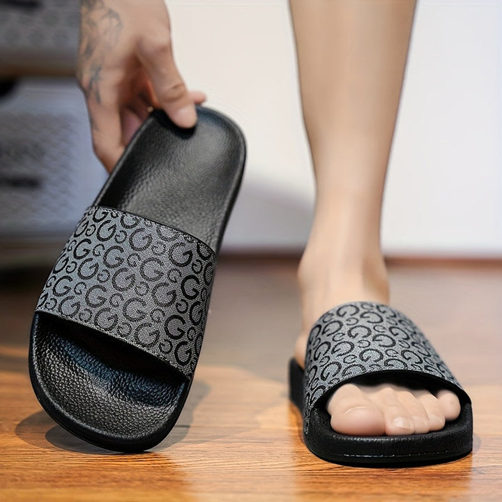 Herren Slipper | Rutschfeste & Abriebfeste EVA-Sohle | Offene Zehen Slip-On | Wolkenprint Freizeit Sandalen