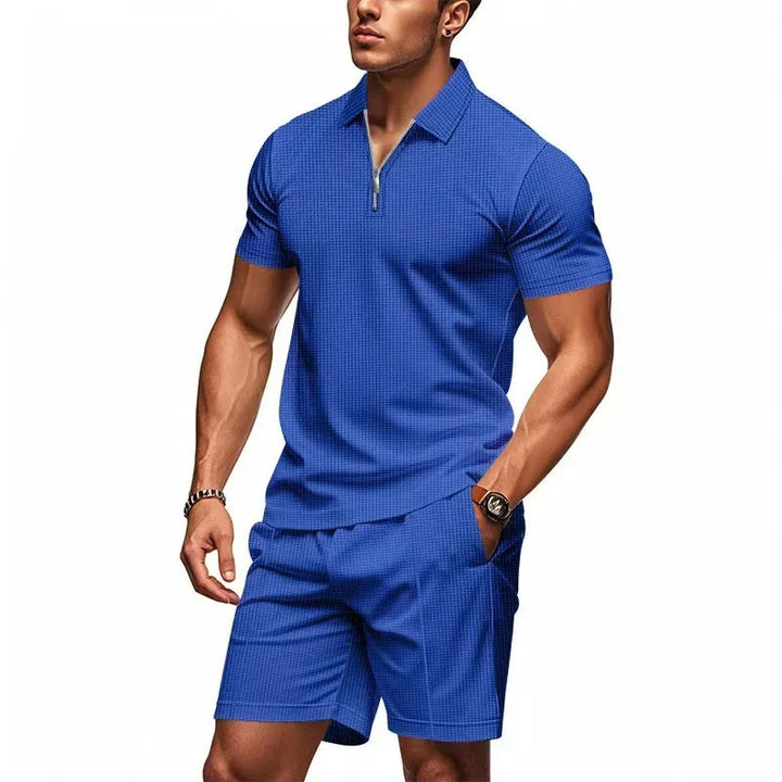 Herren Sommer-Set mit Reißverschluss - Figurfreundlicher Schnitt - Blau