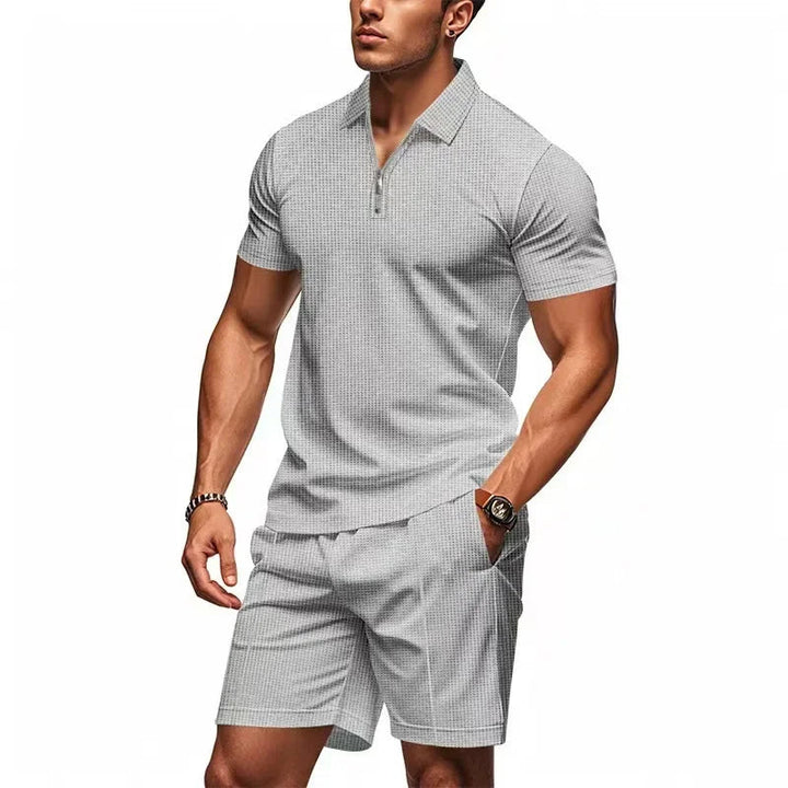 Herren Sommer-Set mit Reißverschluss - Figurfreundlicher Schnitt - Grau