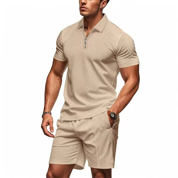 Herren Sommer-Set mit Reißverschluss - Figurfreundlicher Schnitt - Khaki