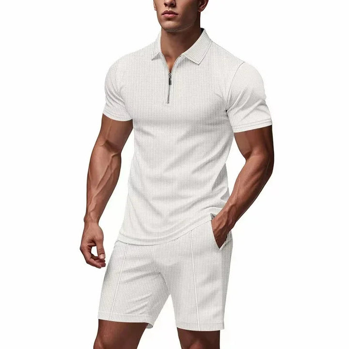 Herren Sommer-Set mit Reißverschluss - Figurfreundlicher Schnitt - Weiß