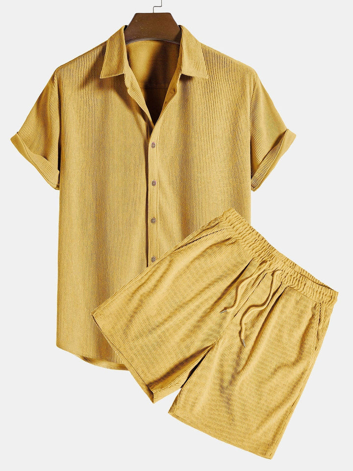 Herren Sommeranzug | Kurzarm Hemd & Shorts | Atmungsaktiv & Leicht | Polyester