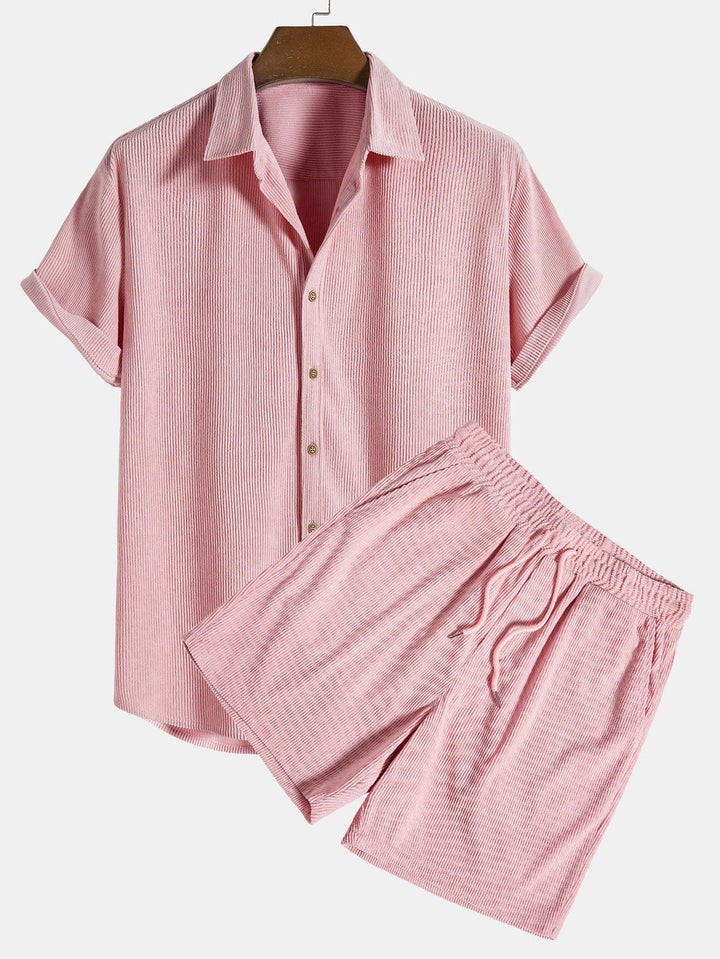 Herren Sommeranzug | Kurzarm Hemd & Shorts | Atmungsaktiv & Leicht | Polyester