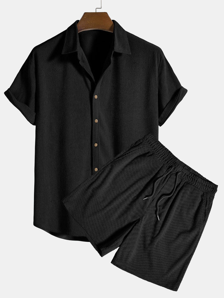 Herren Sommeranzug | Kurzarm Hemd & Shorts | Atmungsaktiv & Leicht | Polyester