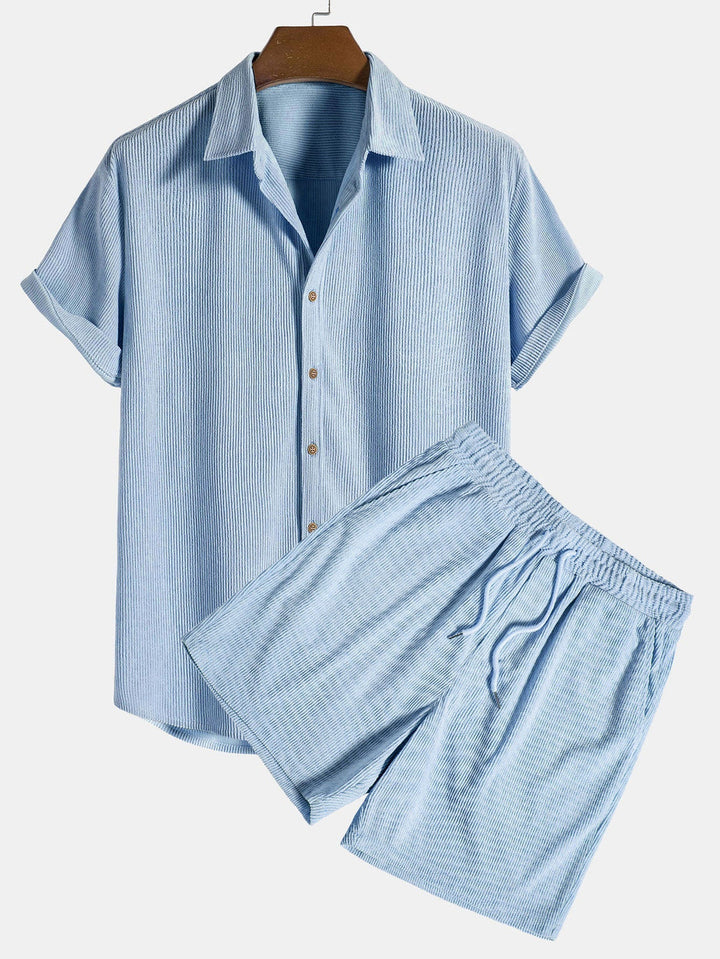 Herren Sommeranzug | Kurzarm Hemd & Shorts | Atmungsaktiv & Leicht | Polyester