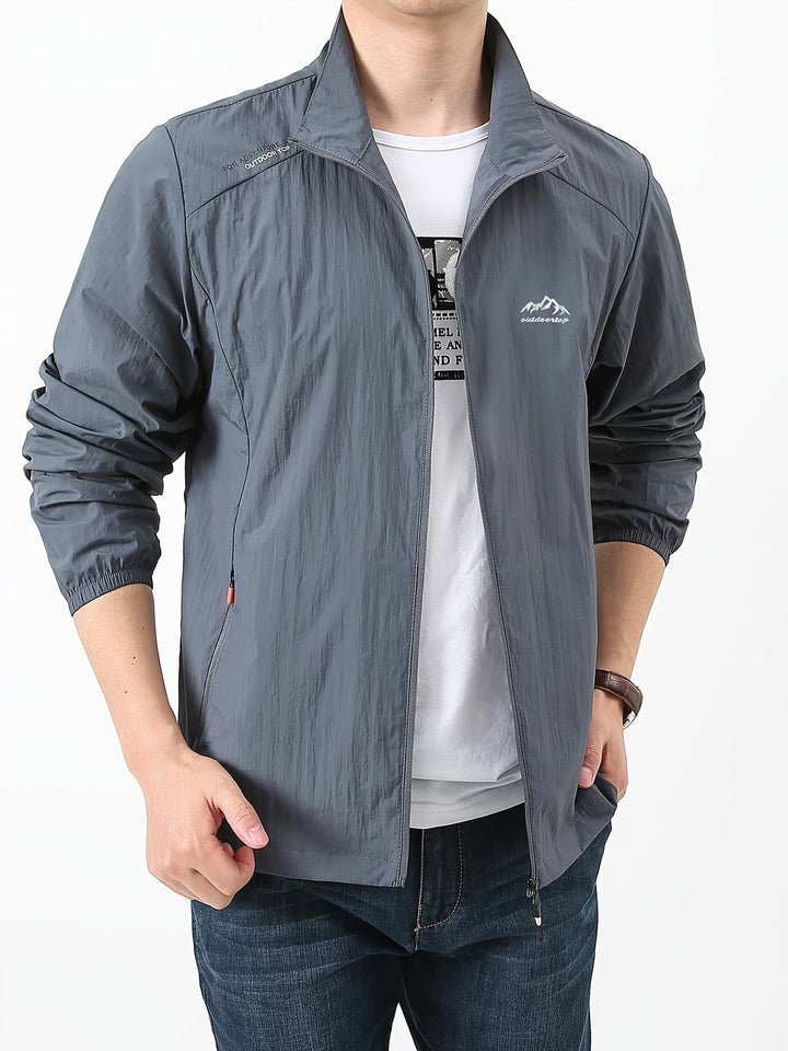 Herren Sommerjacke | Dünn & Atmungsaktiv | Sonnenschutz mit Stehkragen | Einfarbig
