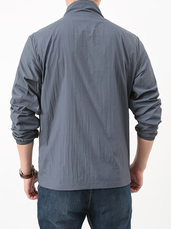 Herren Sommerjacke | Dünn & Atmungsaktiv | Sonnenschutz mit Stehkragen | Einfarbig