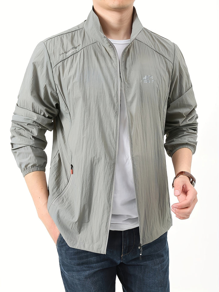 Herren Sommerjacke | Dünn & Atmungsaktiv | Sonnenschutz mit Stehkragen | Einfarbig