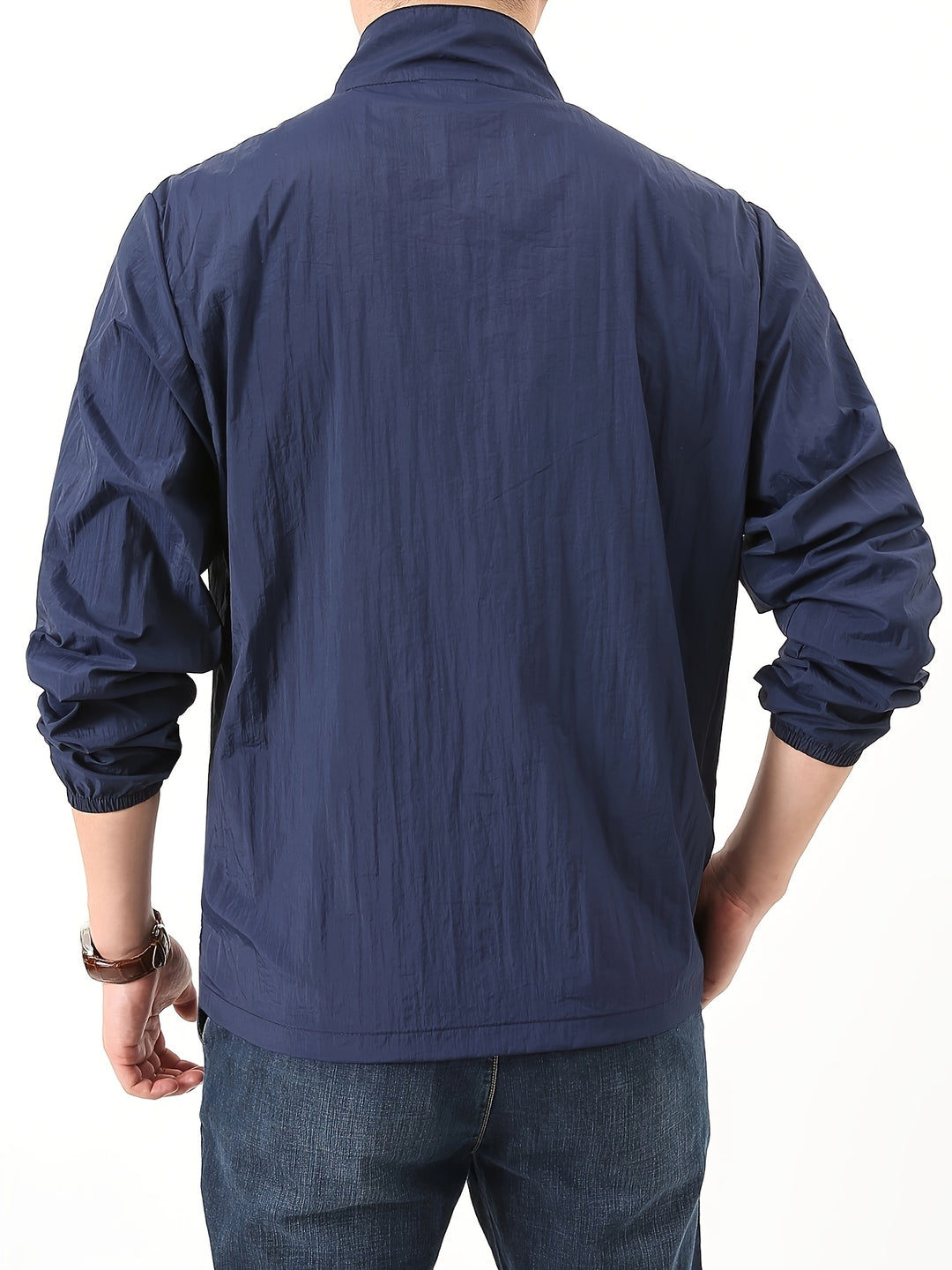 Herren Sommerjacke | Dünn & Atmungsaktiv | Sonnenschutz mit Stehkragen | Einfarbig