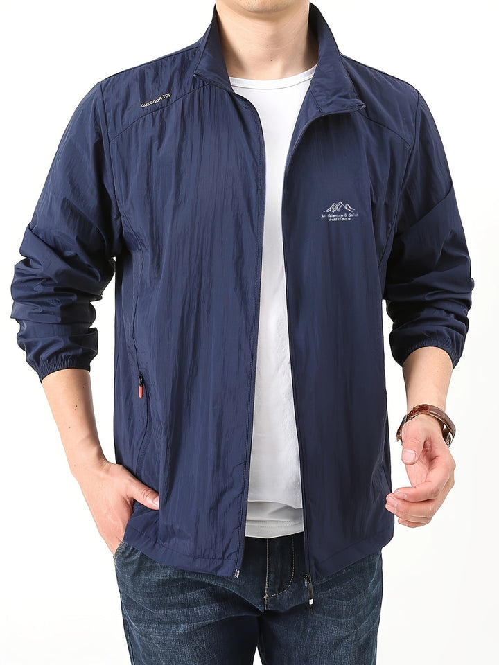 Herren Sommerjacke | Dünn & Atmungsaktiv | Sonnenschutz mit Stehkragen | Einfarbig