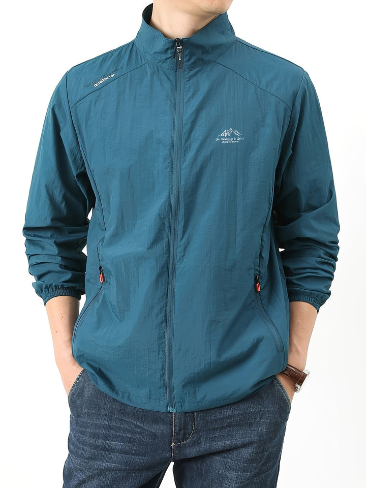 Herren Sommerjacke | Dünn & Atmungsaktiv | Sonnenschutz mit Stehkragen | Einfarbig