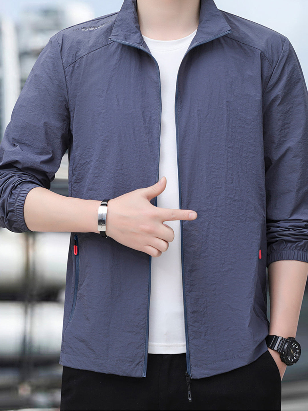 Herren Sommerjacke | Leicht & Atmungsaktiv | UV-Schutz Golfjacke | Mit Reißverschluss und Taschen