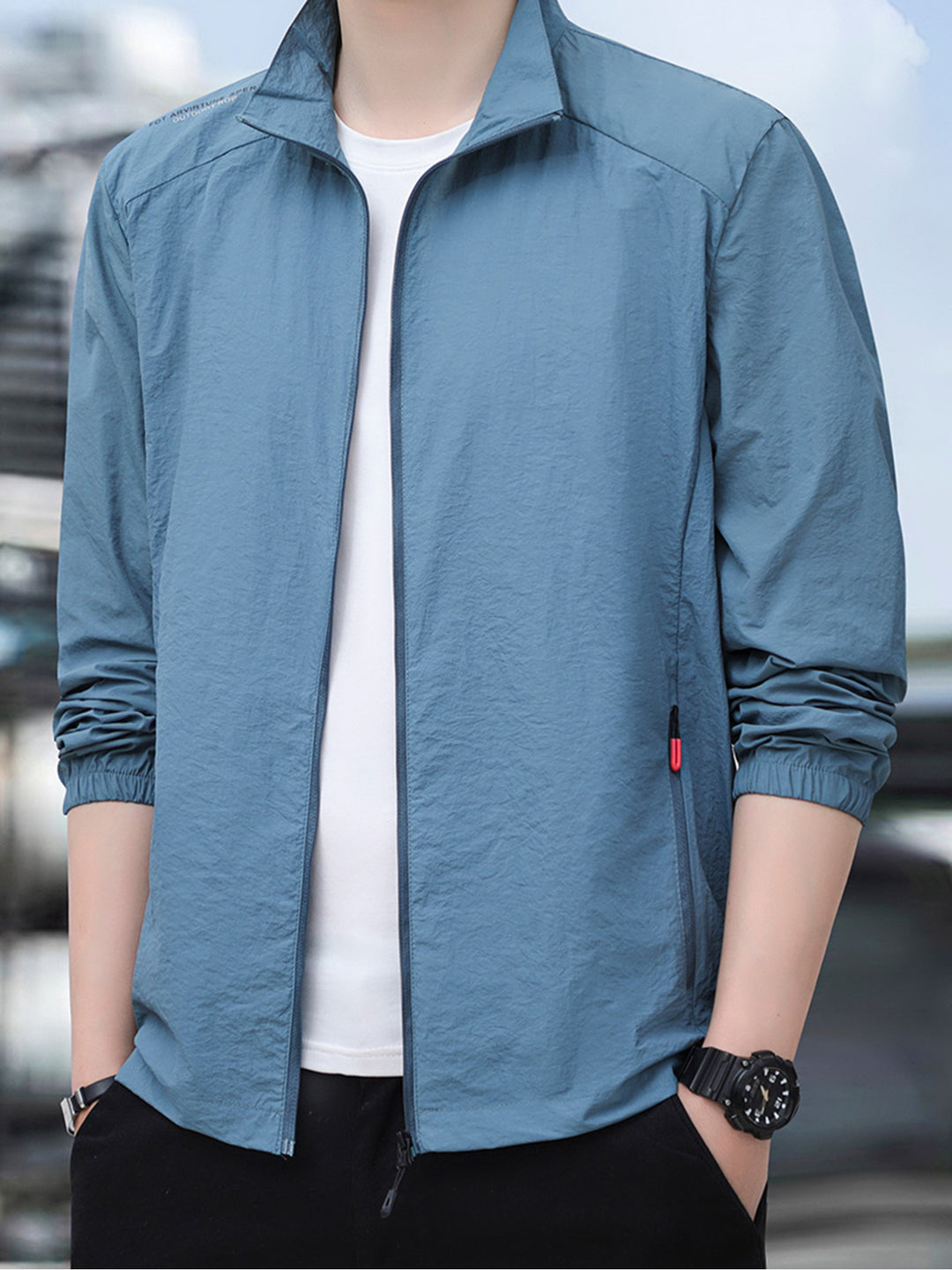 Herren Sommerjacke | Leicht & Atmungsaktiv | UV-Schutz Golfjacke | Mit Reißverschluss und Taschen
