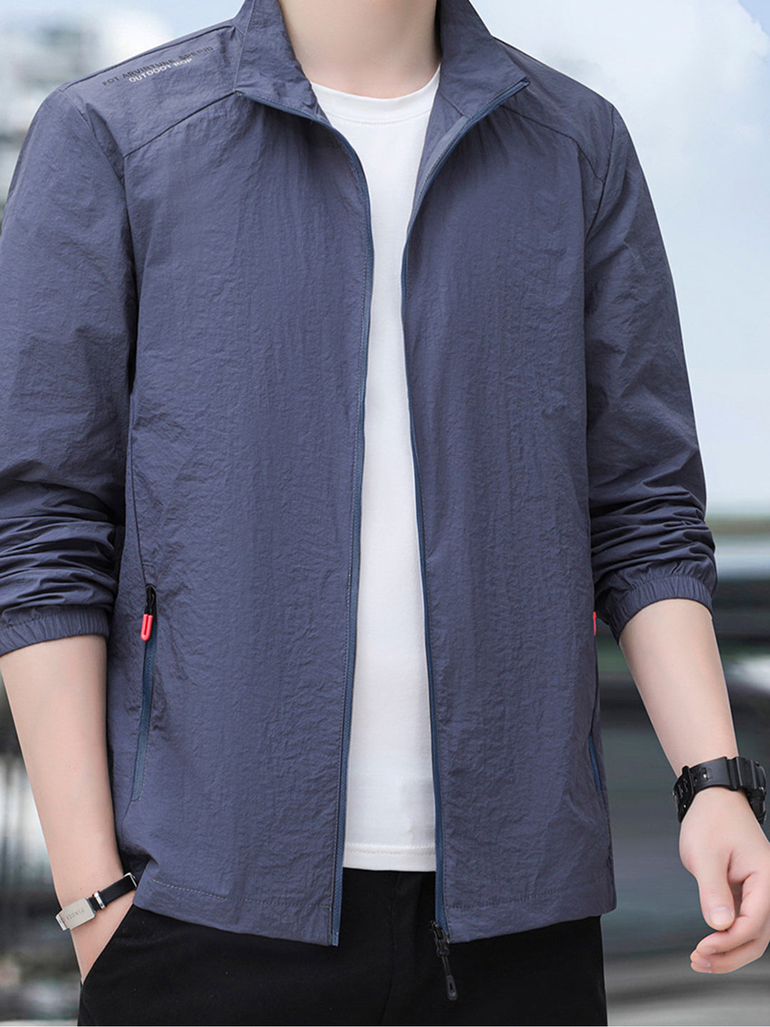 Herren Sommerjacke | Leicht & Atmungsaktiv | UV-Schutz Golfjacke | Mit Reißverschluss und Taschen