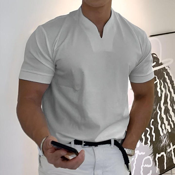 Herren Sport T-Shirt | V-Ausschnitt & Stehkragen | Atmungsaktiv & Modisch | 100% Baumwolle