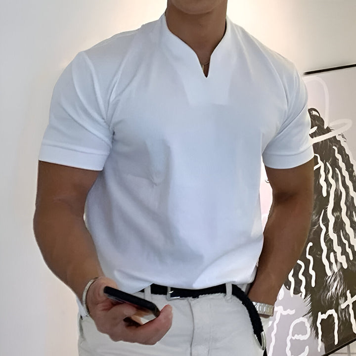 Herren Sport T-Shirt | V-Ausschnitt & Stehkragen | Atmungsaktiv & Modisch | 100% Baumwolle