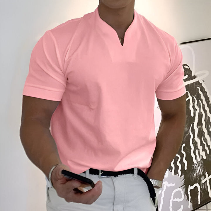 Herren Sport T-Shirt | V-Ausschnitt & Stehkragen | Atmungsaktiv & Modisch | 100% Baumwolle