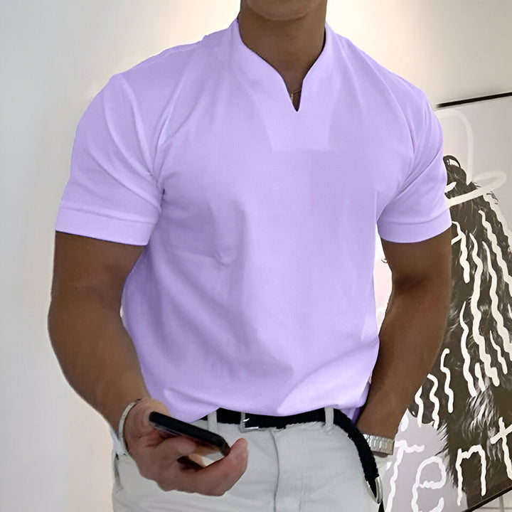 Herren Sport T-Shirt | V-Ausschnitt & Stehkragen | Atmungsaktiv & Modisch | 100% Baumwolle
