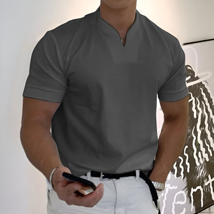 Herren Sport T-Shirt | V-Ausschnitt & Stehkragen | Atmungsaktiv & Modisch | 100% Baumwolle