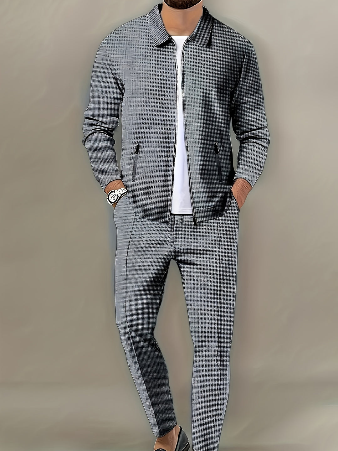 Herren Sportset | Polyester Strick | Reißverschluss | Atmungsaktiv & Leicht