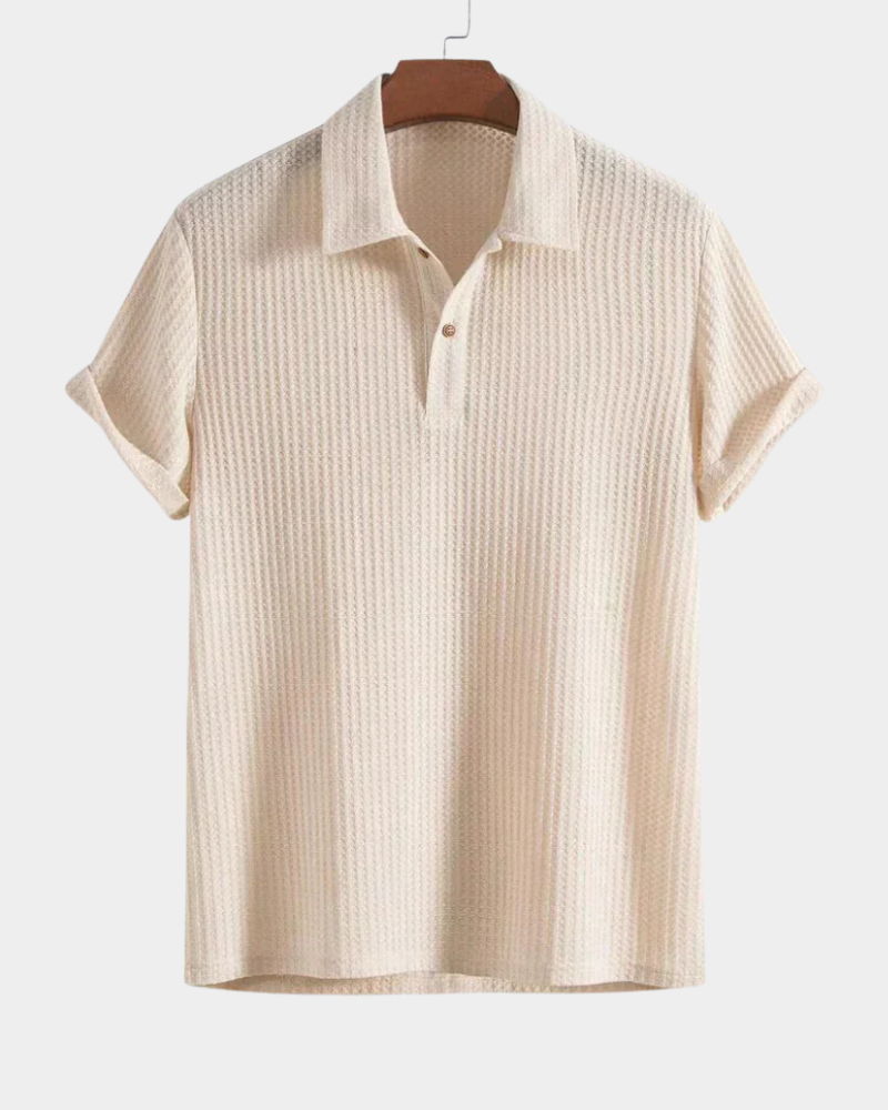 Herren Strick-Poloshirt strukturiert - Casual Eleganz - Beige