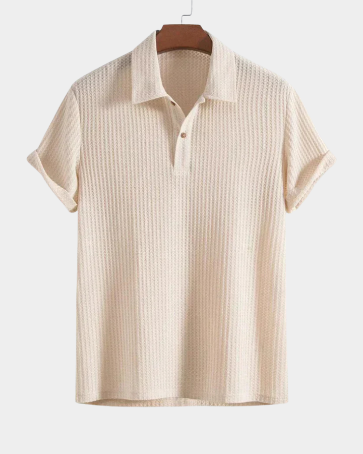 Herren Strick-Poloshirt strukturiert - Casual Eleganz - Beige