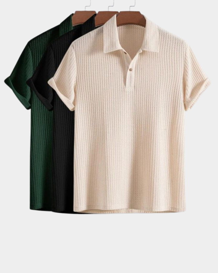 Herren Strick-Poloshirt strukturiert - Casual Eleganz