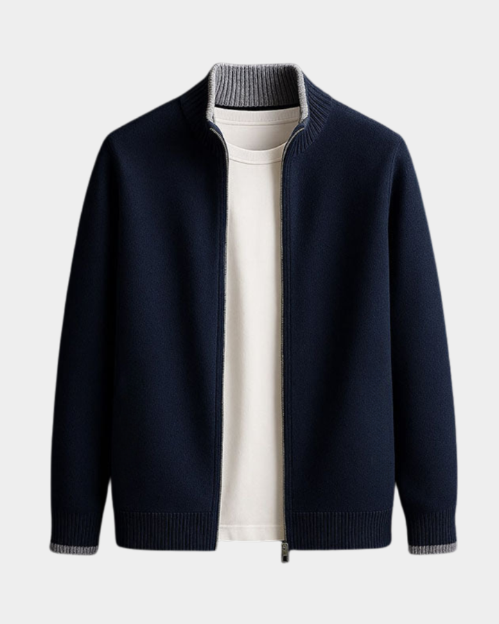 Herren Strickjacke Cardigan - Italienische Verarbeitung - Blau
