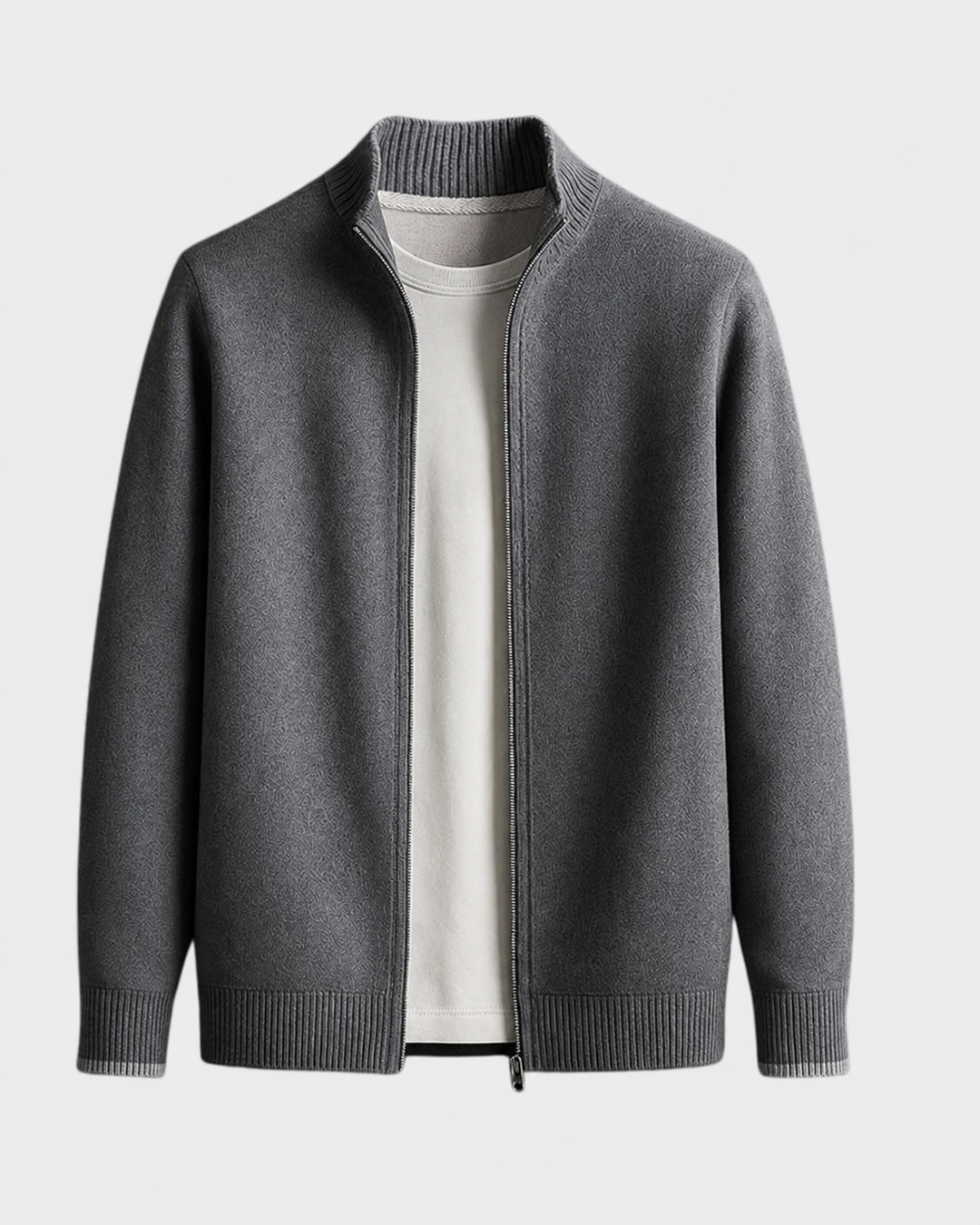 Herren Strickjacke Cardigan - Italienische Verarbeitung - Grau