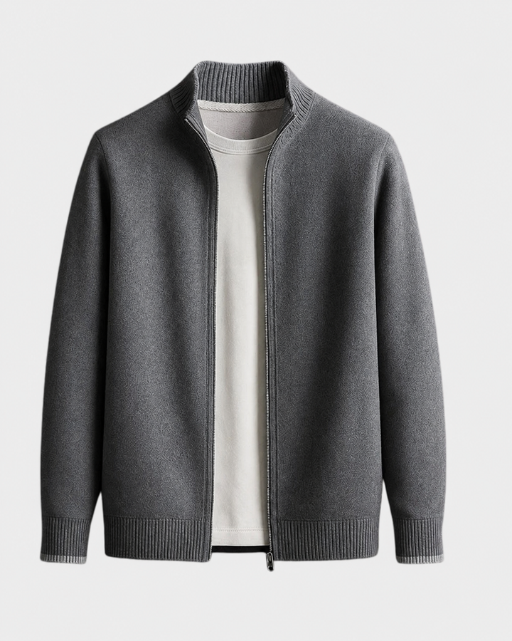Herren Strickjacke Cardigan - Italienische Verarbeitung - Grau