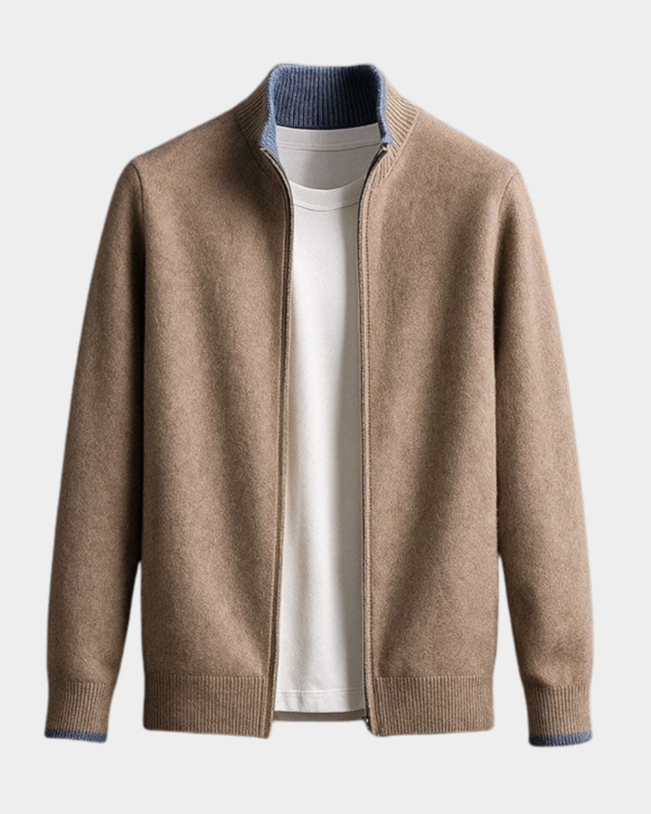 Herren Strickjacke Cardigan - Italienische Verarbeitung - Kamel