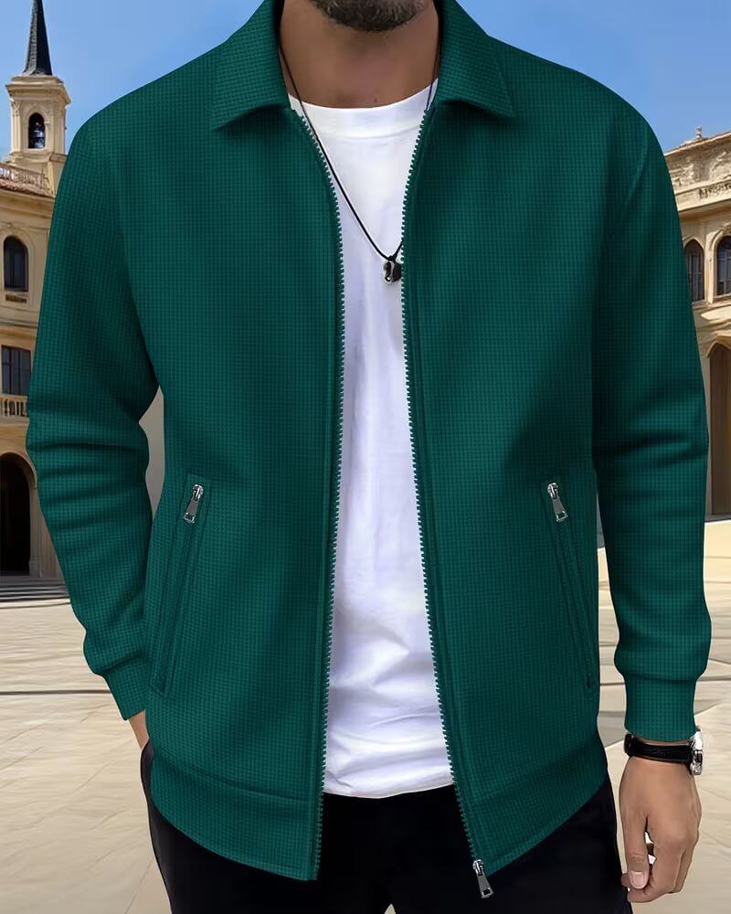 Herren Strukturierte Athletik-Jacke - Moderner Sportlook - Dunkelgrün