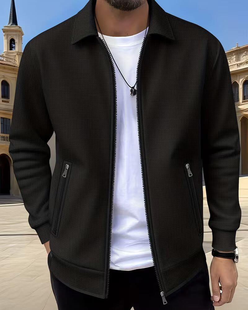 Herren Strukturierte Athletik-Jacke - Moderner Sportlook - Schwarz