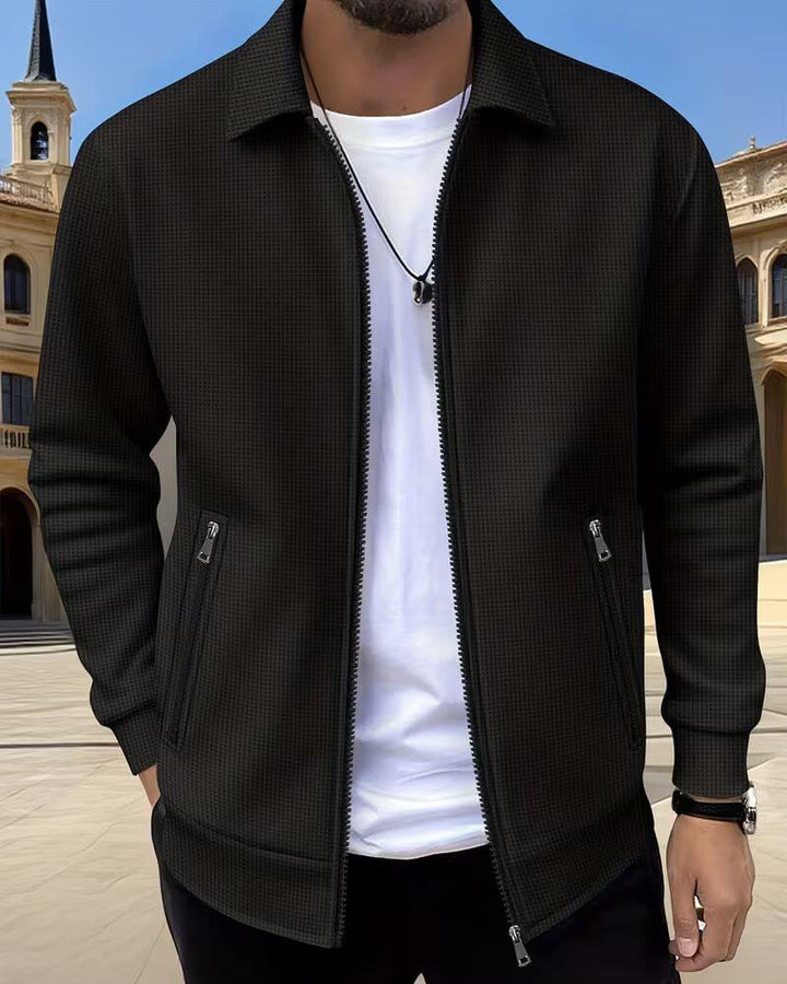 Herren Strukturierte Athletik-Jacke - Moderner Sportlook - Schwarz