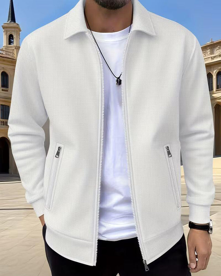 Herren Strukturierte Athletik-Jacke - Moderner Sportlook - Weiß