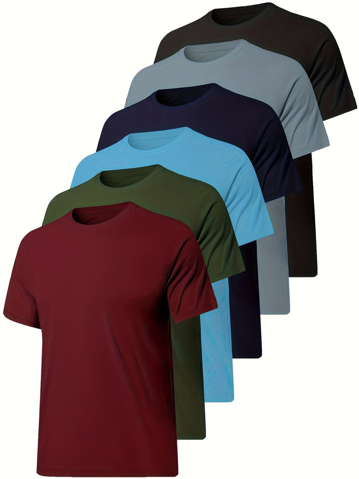 Herren T-Shirts | Leicht & Schnelltrocknend | Sportliches Design | Für Aktiven Gebrauch | 6 Stück