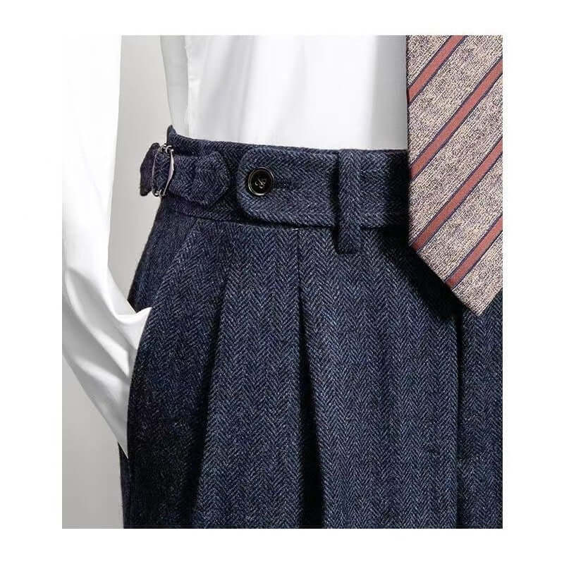 Herren Tweed Hose - Vintage Stil mit modernem Komfort - Blau