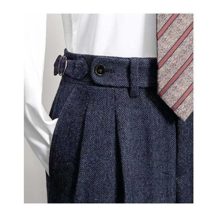 Herren Tweed Hose - Vintage Stil mit modernem Komfort - Blau