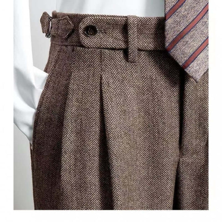 Herren Tweed Hose - Vintage Stil mit modernem Komfort - Braun