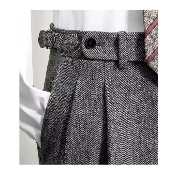 Herren Tweed Hose - Vintage Stil mit modernem Komfort - Dunkelgrau