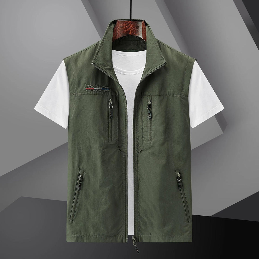 Herren Utility Weste mit Mehreren Taschen - Outdoor Sommer - Armeerot