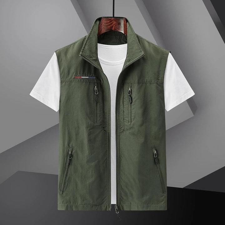 Herren Utility Weste mit Mehreren Taschen - Outdoor Sommer - Armeerot