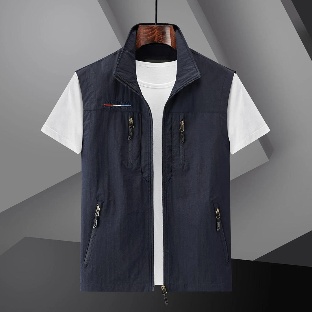 Herren Utility Weste mit Mehreren Taschen - Outdoor Sommer - Dunkelblau