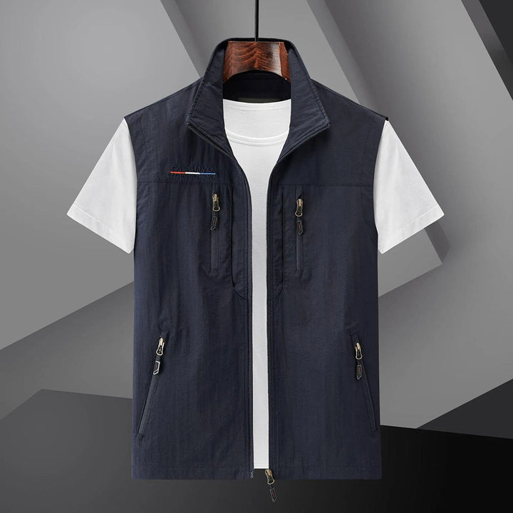 Herren Utility Weste mit Mehreren Taschen - Outdoor Sommer - Dunkelblau