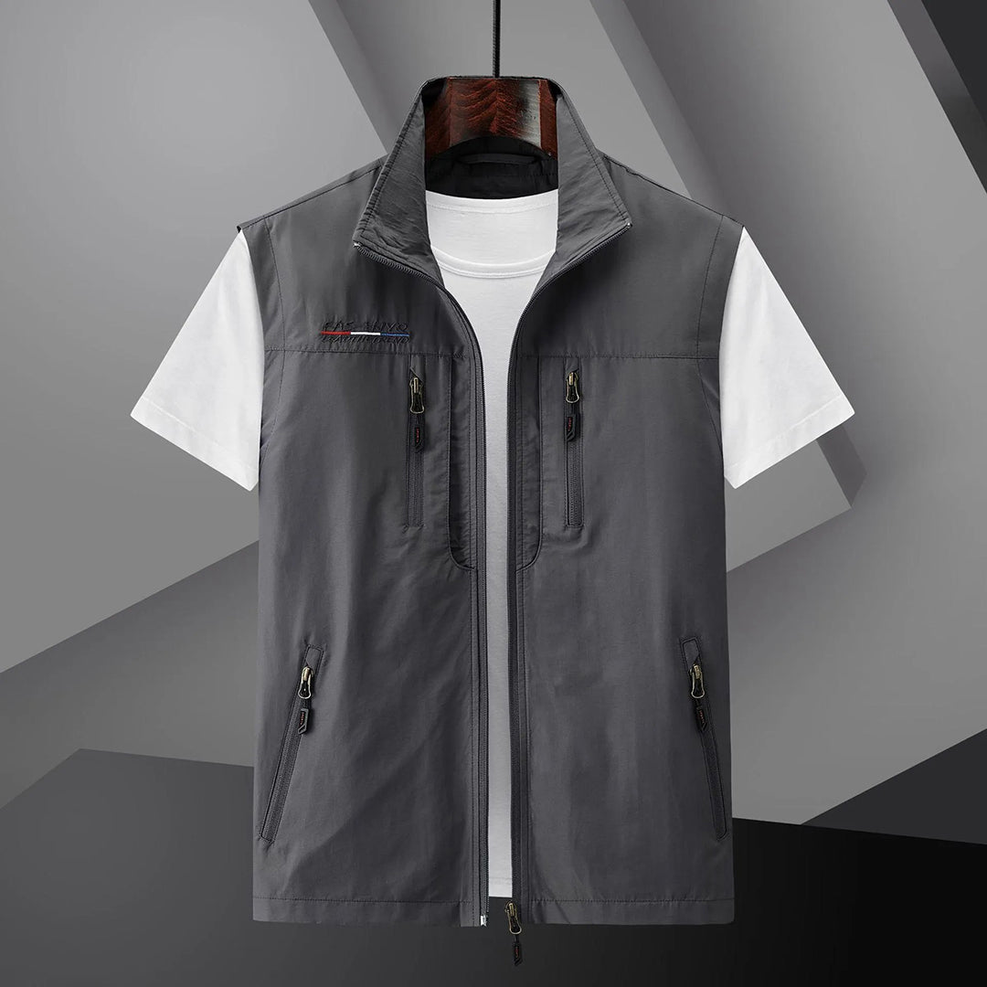 Herren Utility Weste mit Mehreren Taschen - Outdoor Sommer - Grau